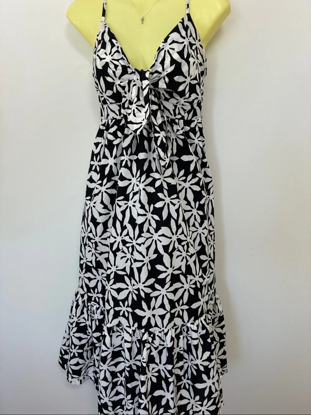 J. Crew Black & White Floral Tie-Front Maxi Dress Nwot Size 4